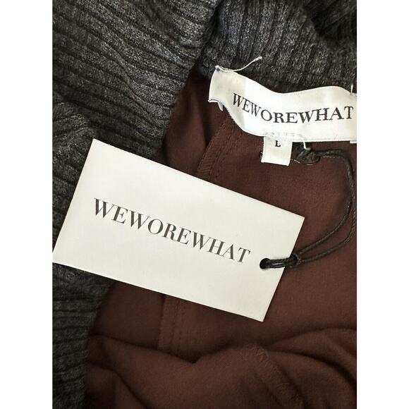 New WeWoreWhat Women's Low Rise V Pant Suiting Twill Cacao/Black Large MSRP $118 - Picture 5 of 7